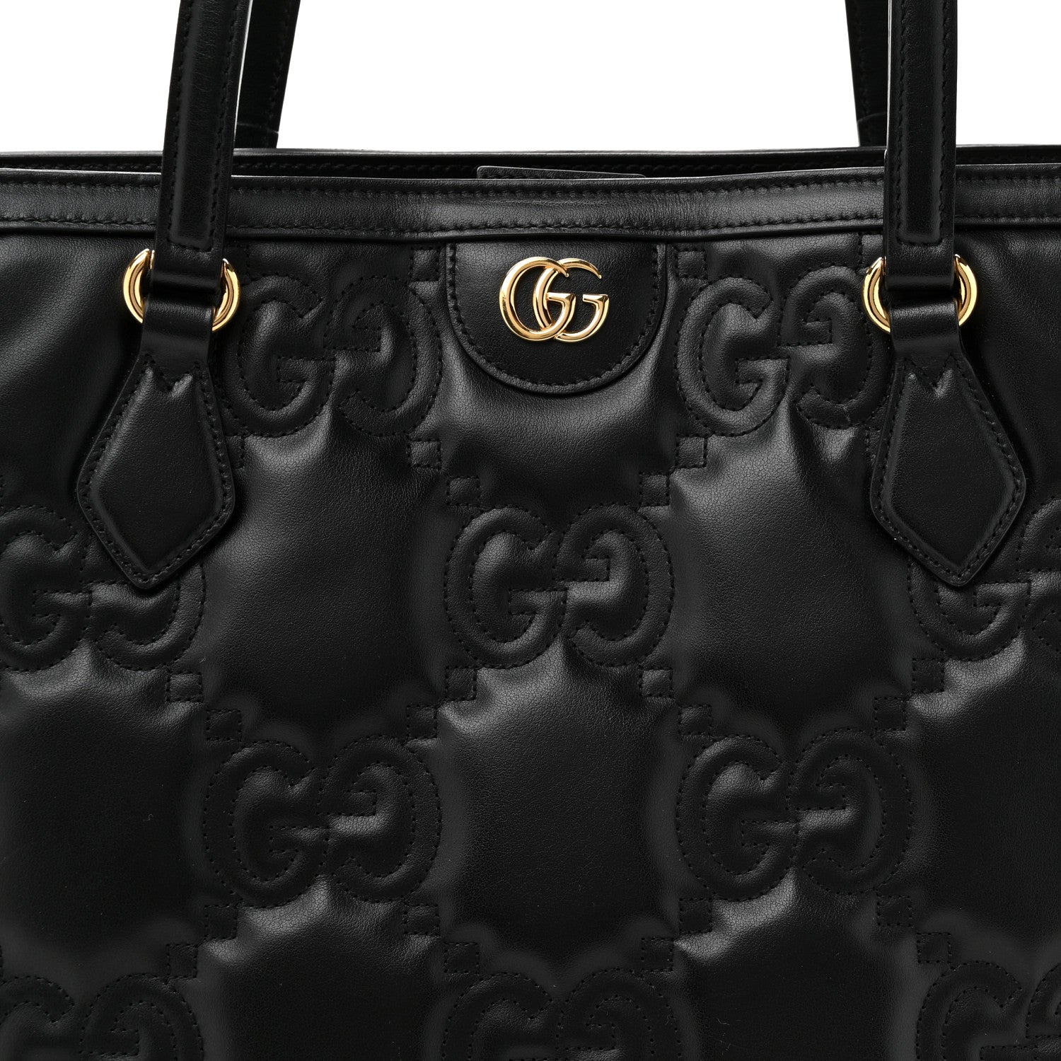Calfskin GG Matelasse Medium Ophidia Shopping Tote Black