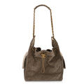 Suede Quilted Medium Chanel 25 Handbag Grey