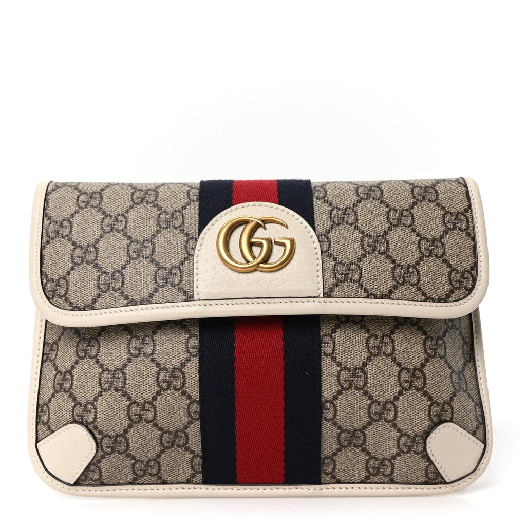 GG Supreme Monogram Web Small Ophidia Belt Bag 90 36 Beige Ebony White