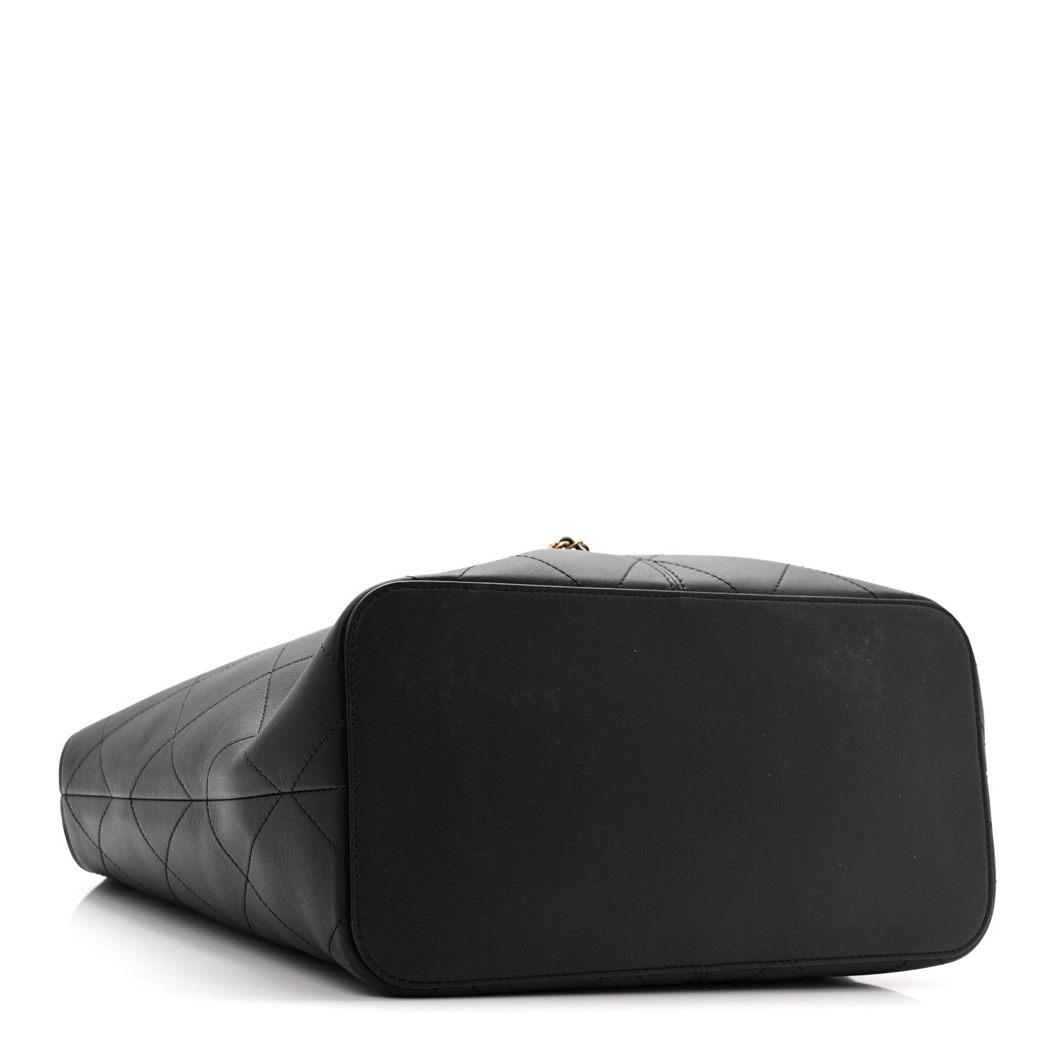 Calfskin Quilted Large Shopping Bag Black