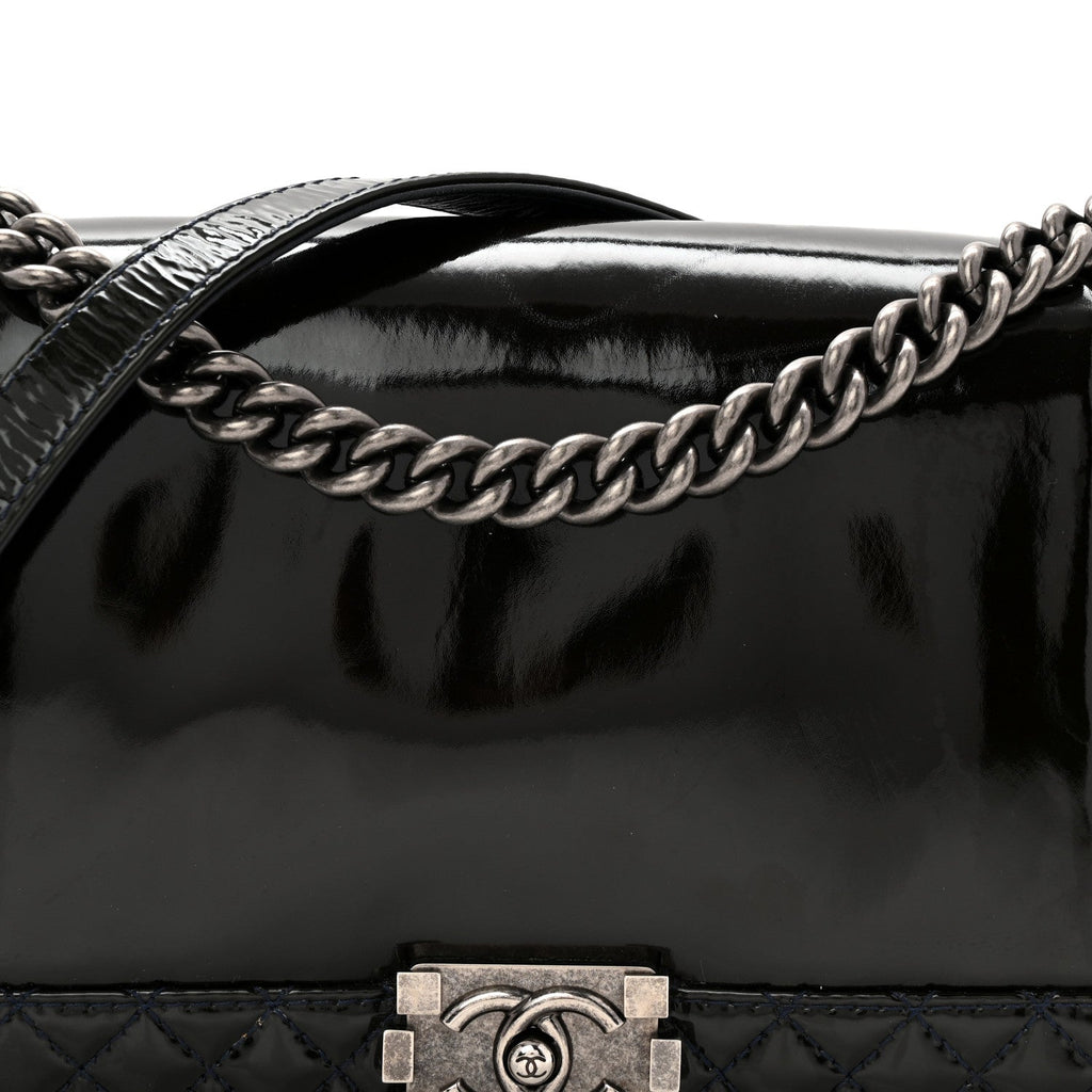 Patent New Medium Boy Reverso Flap Navy
