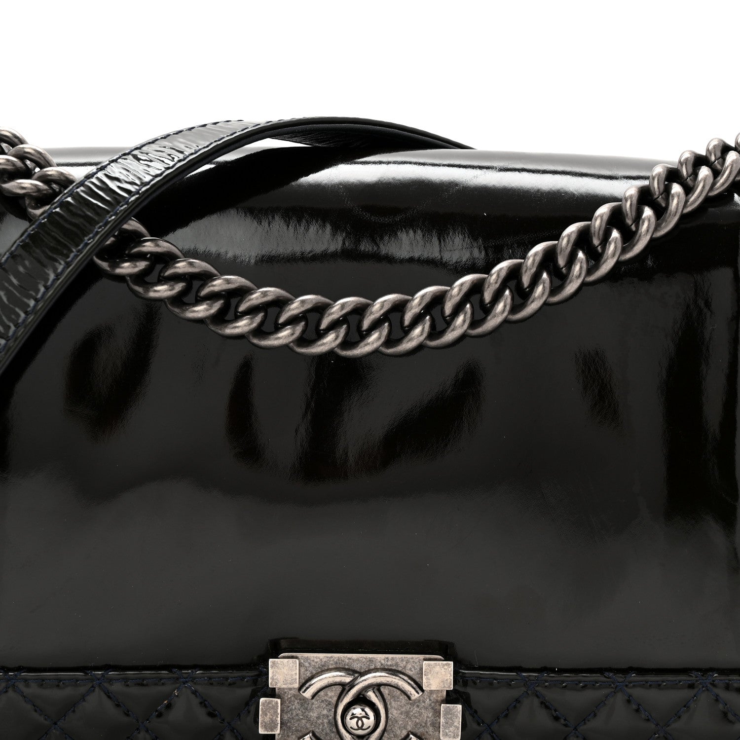 Patent New Medium Boy Reverso Flap Navy