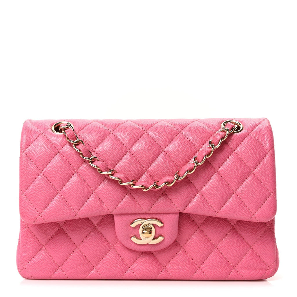 Caviar Quilted Small Double Flap Pink