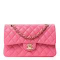Caviar Quilted Small Double Flap Pink