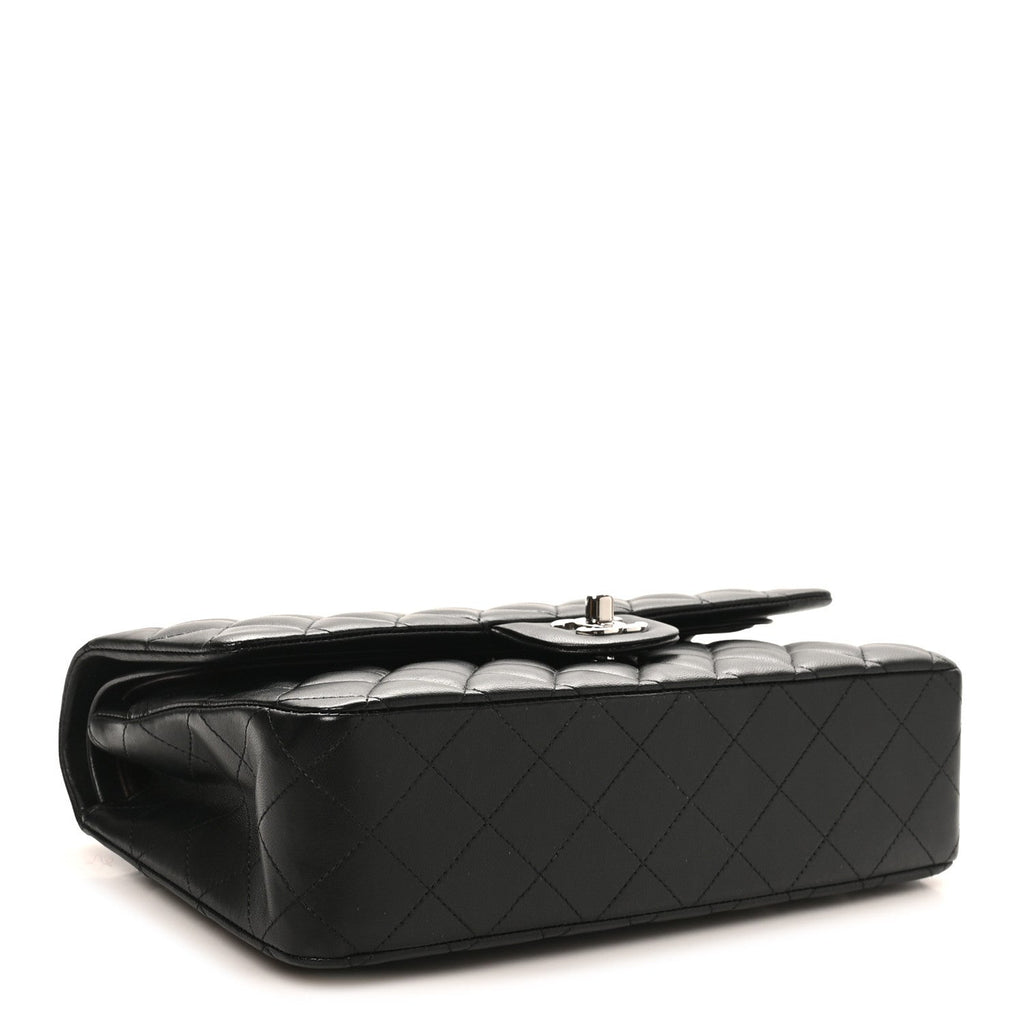 Lambskin Quilted Medium Double Flap Black