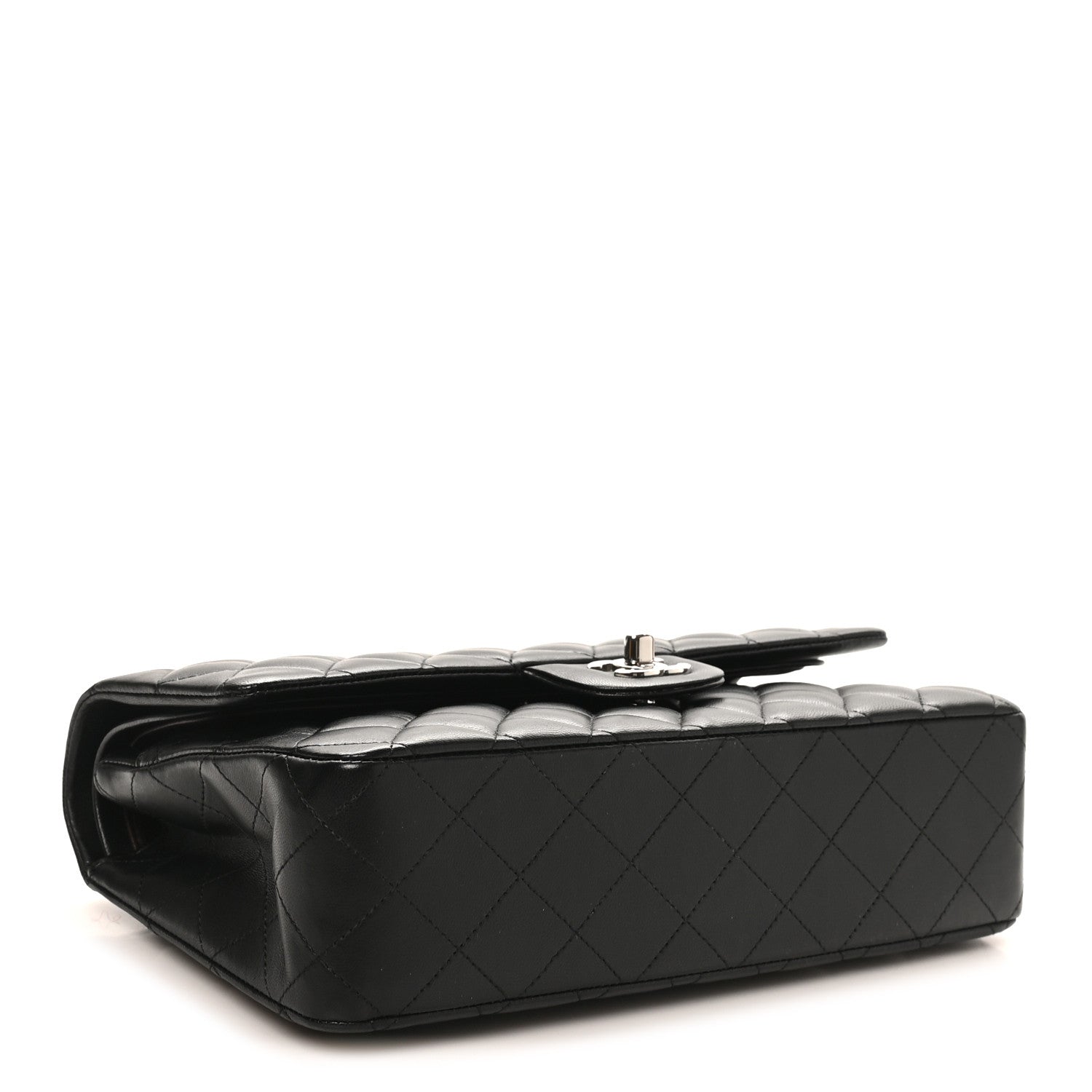 Lambskin Quilted Medium Double Flap Black