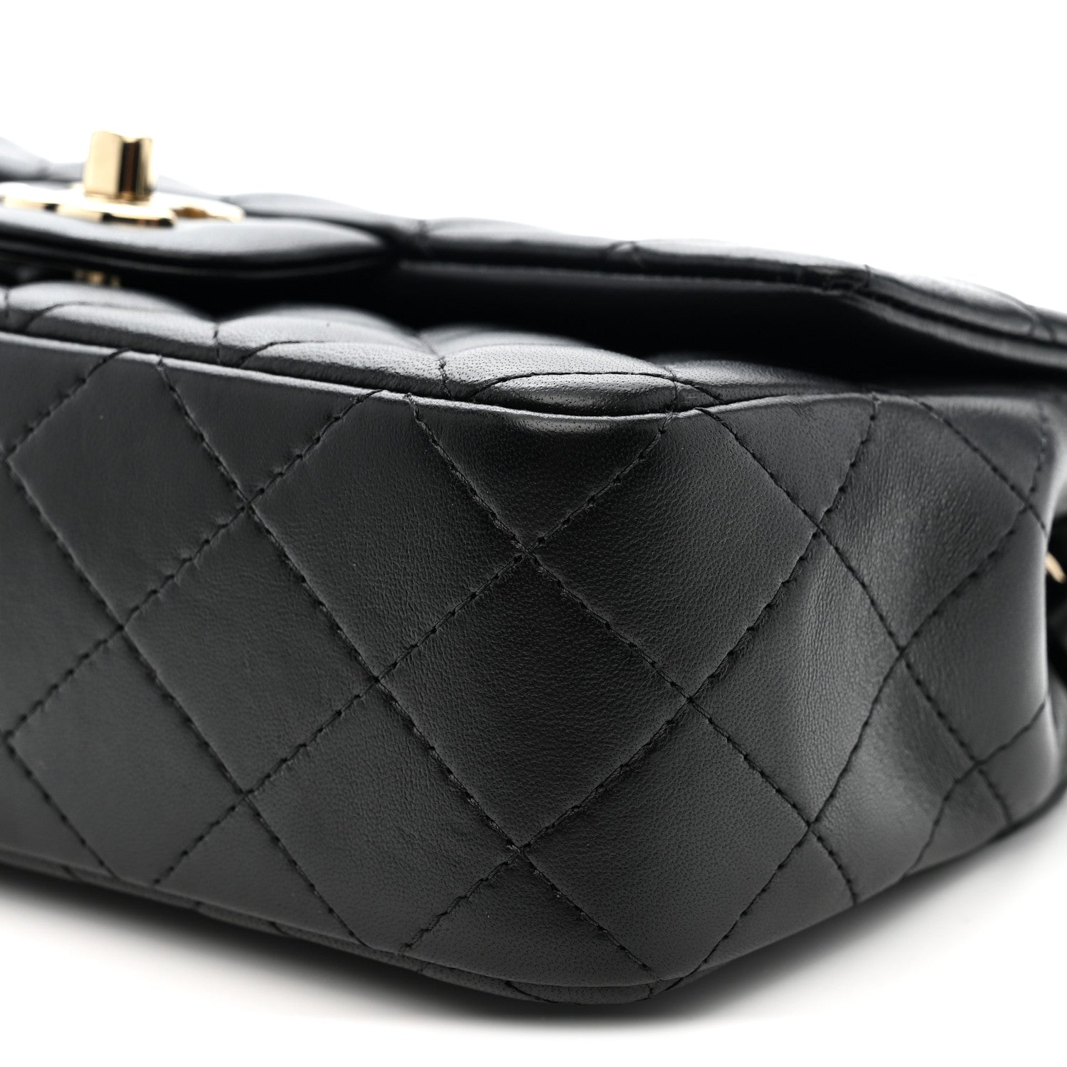 Lambskin Quilted Mini Rectangular Flap Black