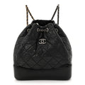 Aged Calfskin Quilted Small Gabrielle Backpack Black