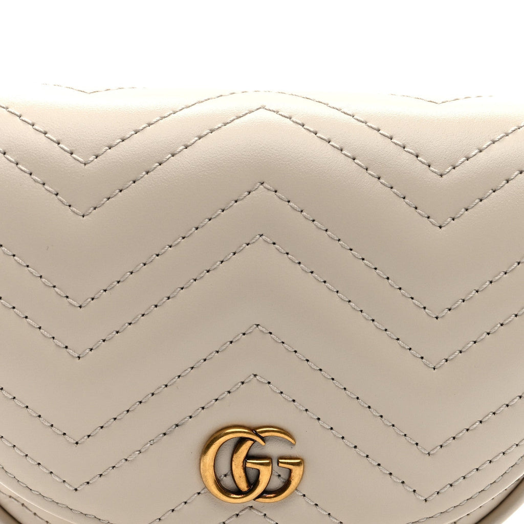Calfskin Matelasse Mini GG Marmont Chain Belt Bag Mystic White