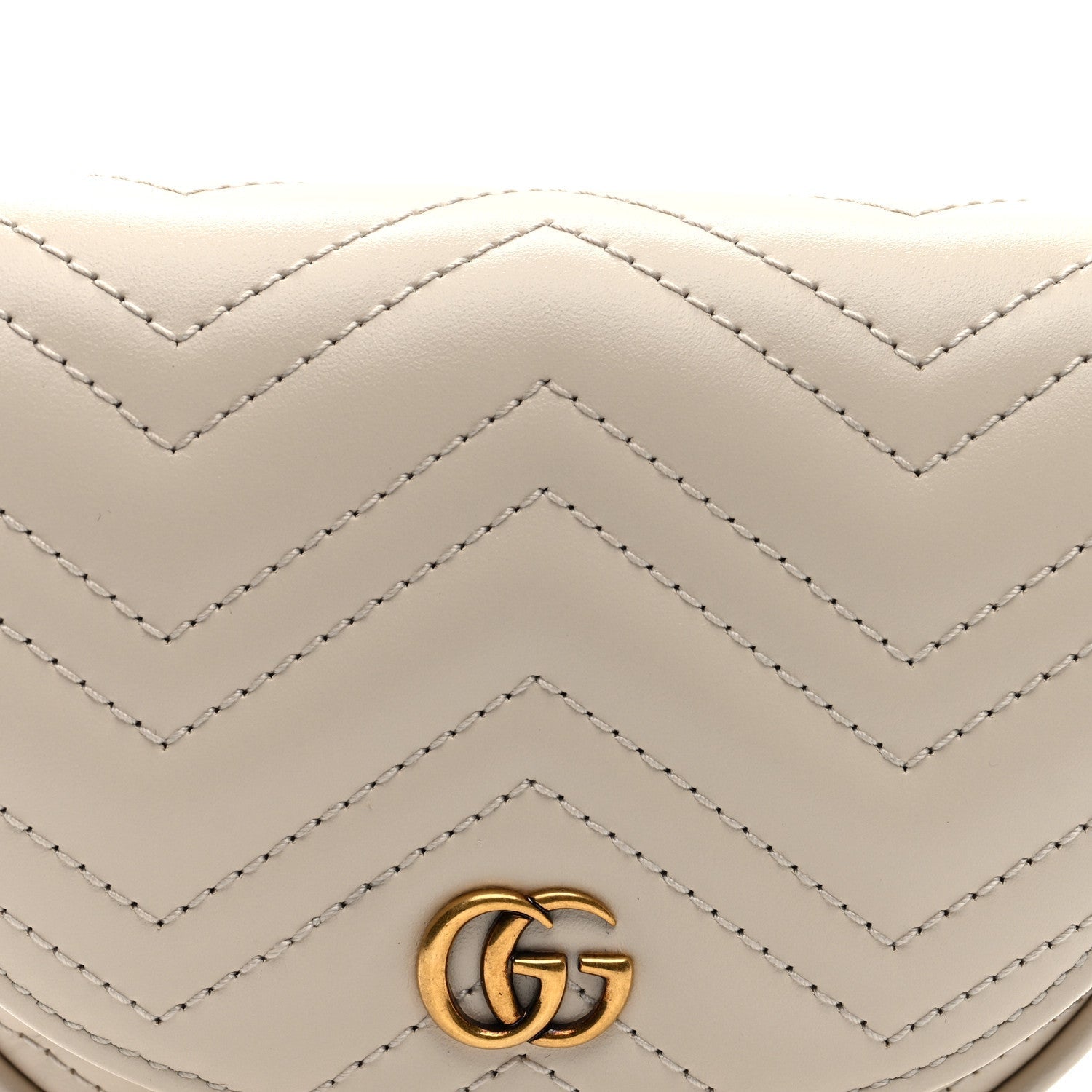 Calfskin Matelasse Mini GG Marmont Chain Belt Bag Mystic White