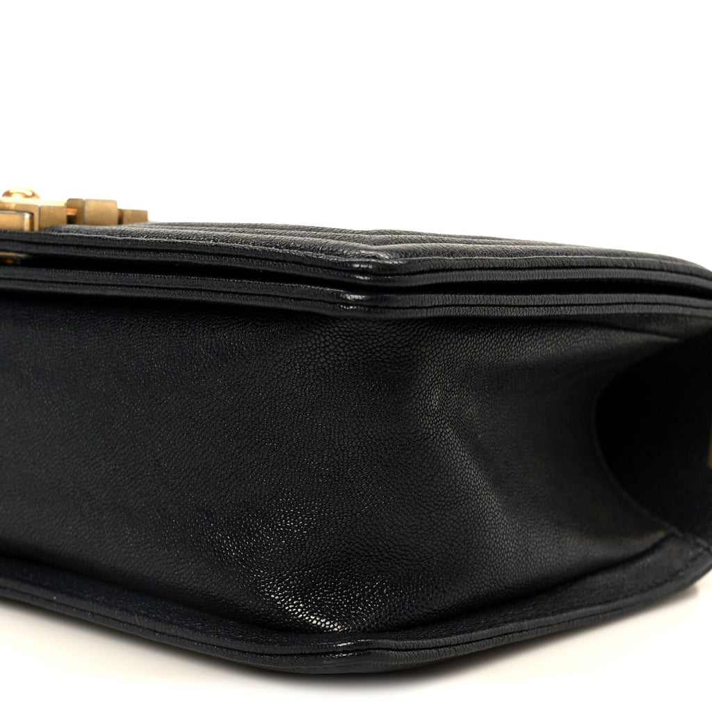 Caviar Quilted Medium Boy Flap Navy