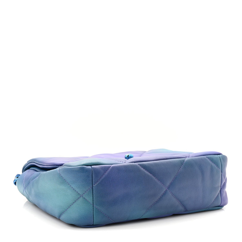 Tie Dye Calfskin Quilted Medium Chanel 19 Flap Blue Purple