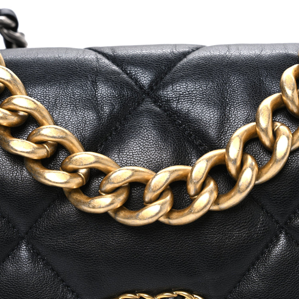 Goatskin Quilted Large Chanel 19 Flap Black