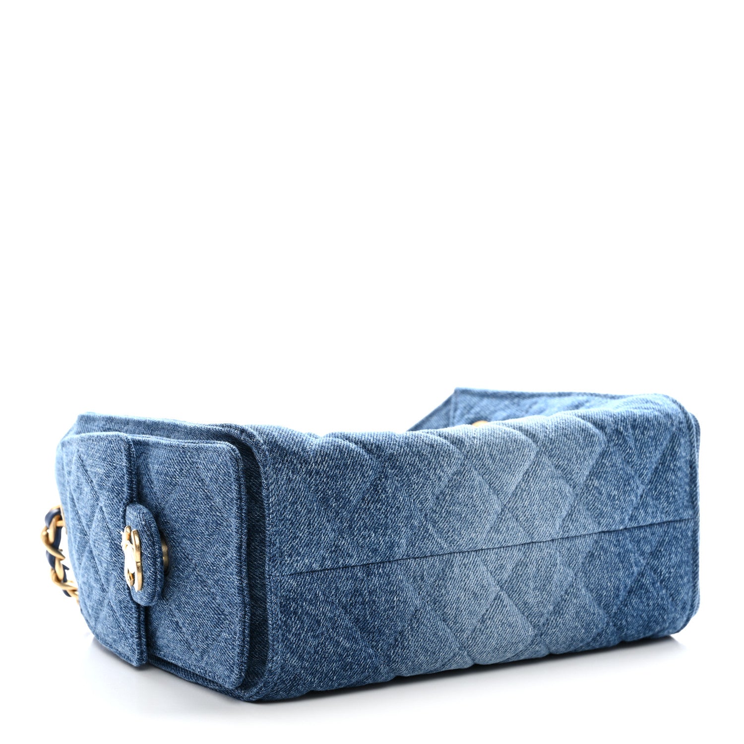 Washed Denim Quilted Mini Chanel 25 Handbag Blue