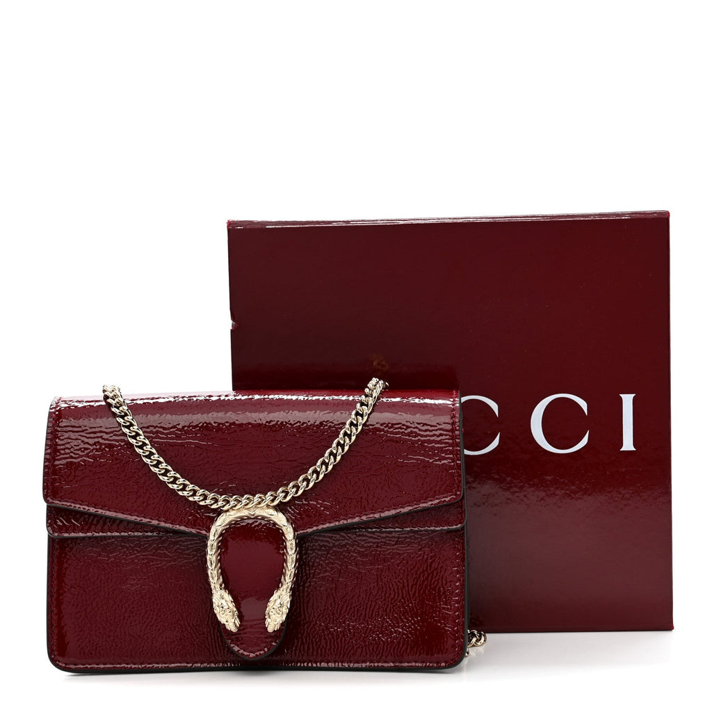 Crinkled Patent Mini Dionysus Shoulder Bag Rosso Ancora Red