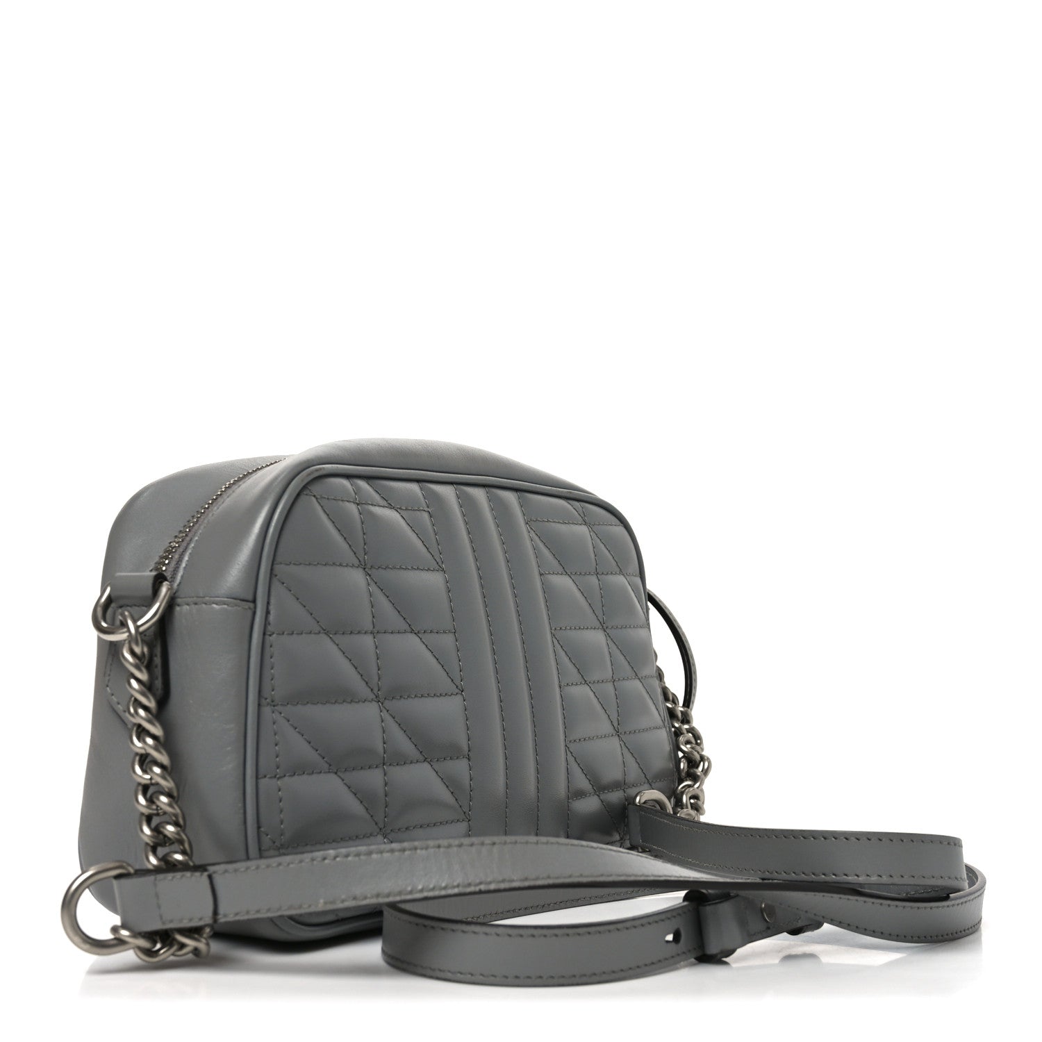 Calfskin Matelasse Aria Small GG Marmont Chain Shoulder Bag Deep Grey