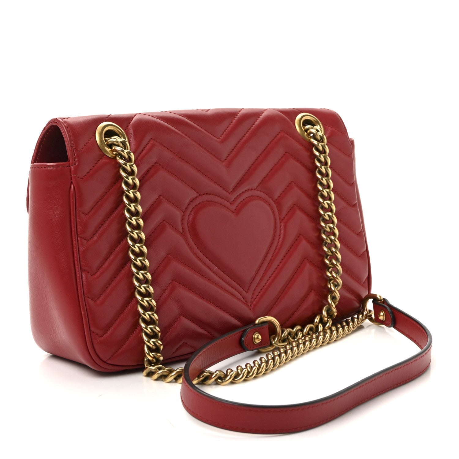 Calfskin Matelasse Small GG Marmont Shoulder Bag Hibiscus Red