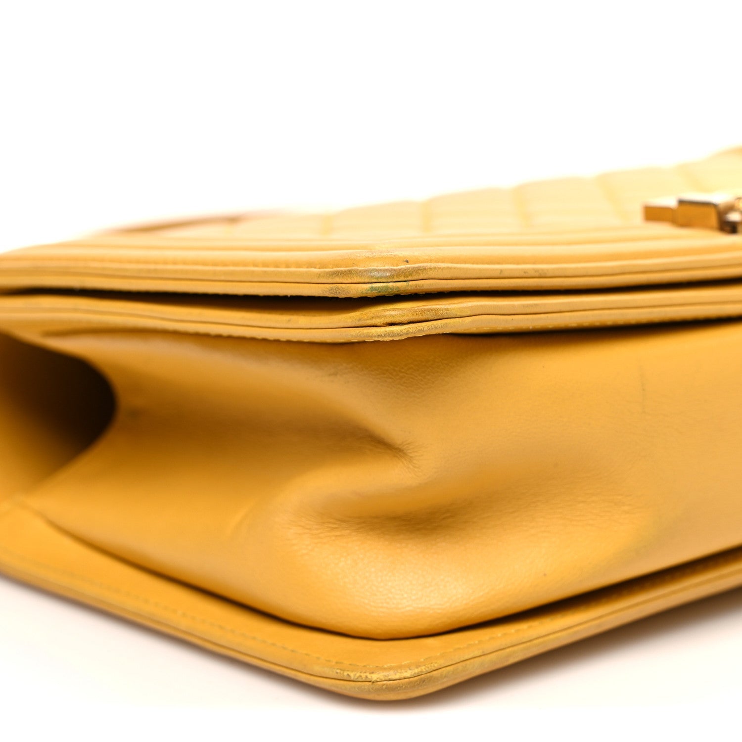 Lambskin Quilted Medium Boy Flap Yellow