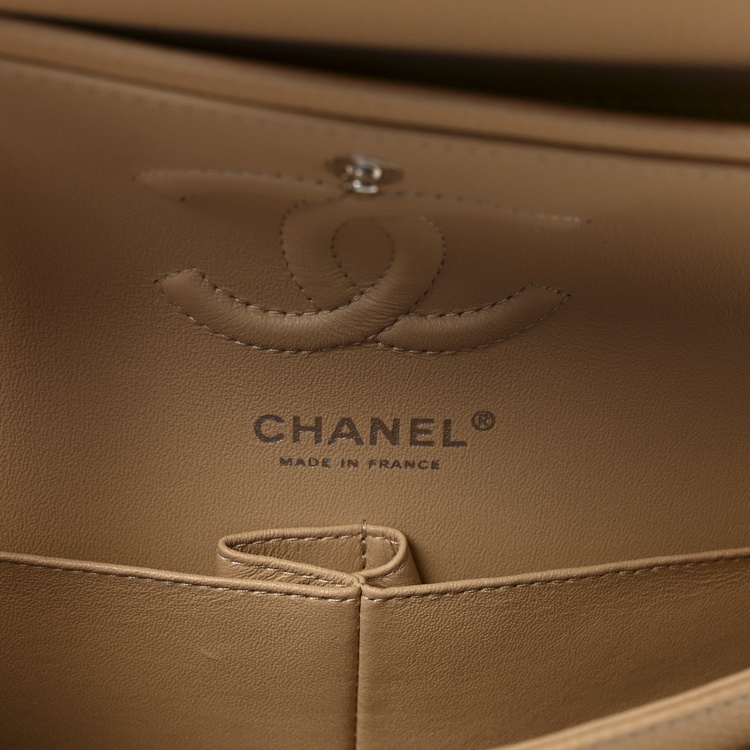 Caviar Quilted Small Double Flap Beige