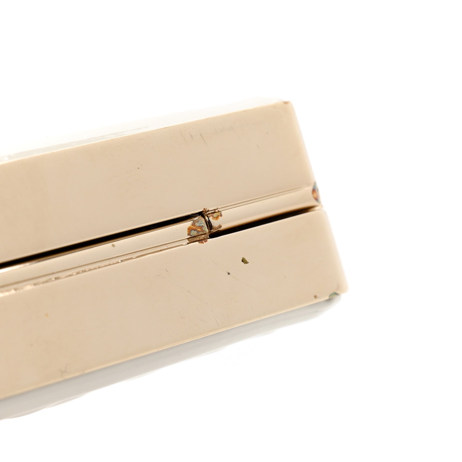 Patent Calfskin Boy Minaudiere White