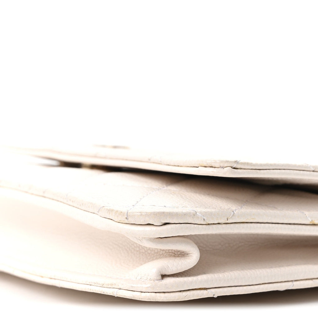 Caviar Quilted Wallet On Chain WOC White