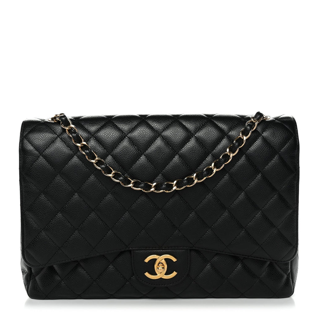 Caviar Quilted Maxi Double Flap Black