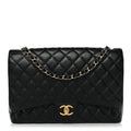 Caviar Quilted Maxi Double Flap Black