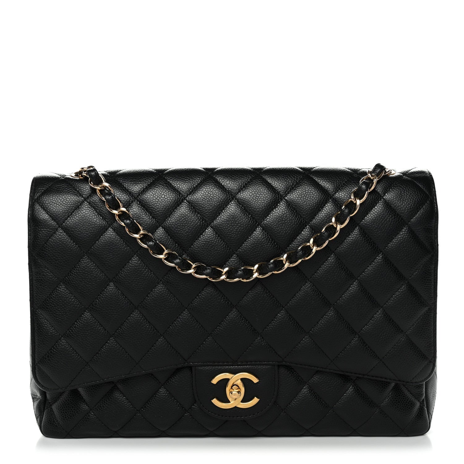 Caviar Quilted Maxi Double Flap Black
