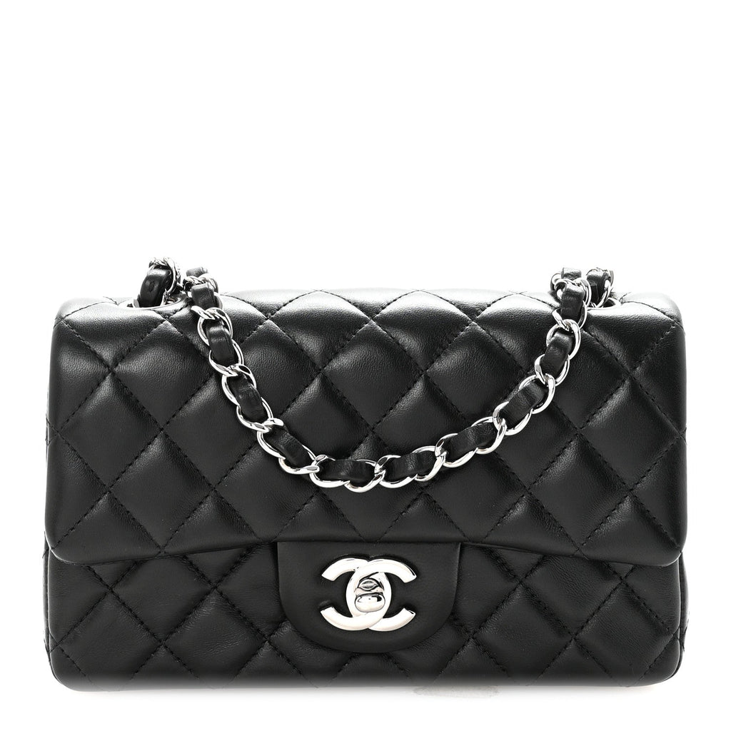 Lambskin Quilted Mini Rectangular Flap Black