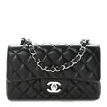 Lambskin Quilted Mini Rectangular Flap Black