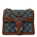New Denim GG Monogram Dollar Calfskin Enamel Mini Dionysus Shoulder Bag Blue Tea Cuir Epilog Electric Blue