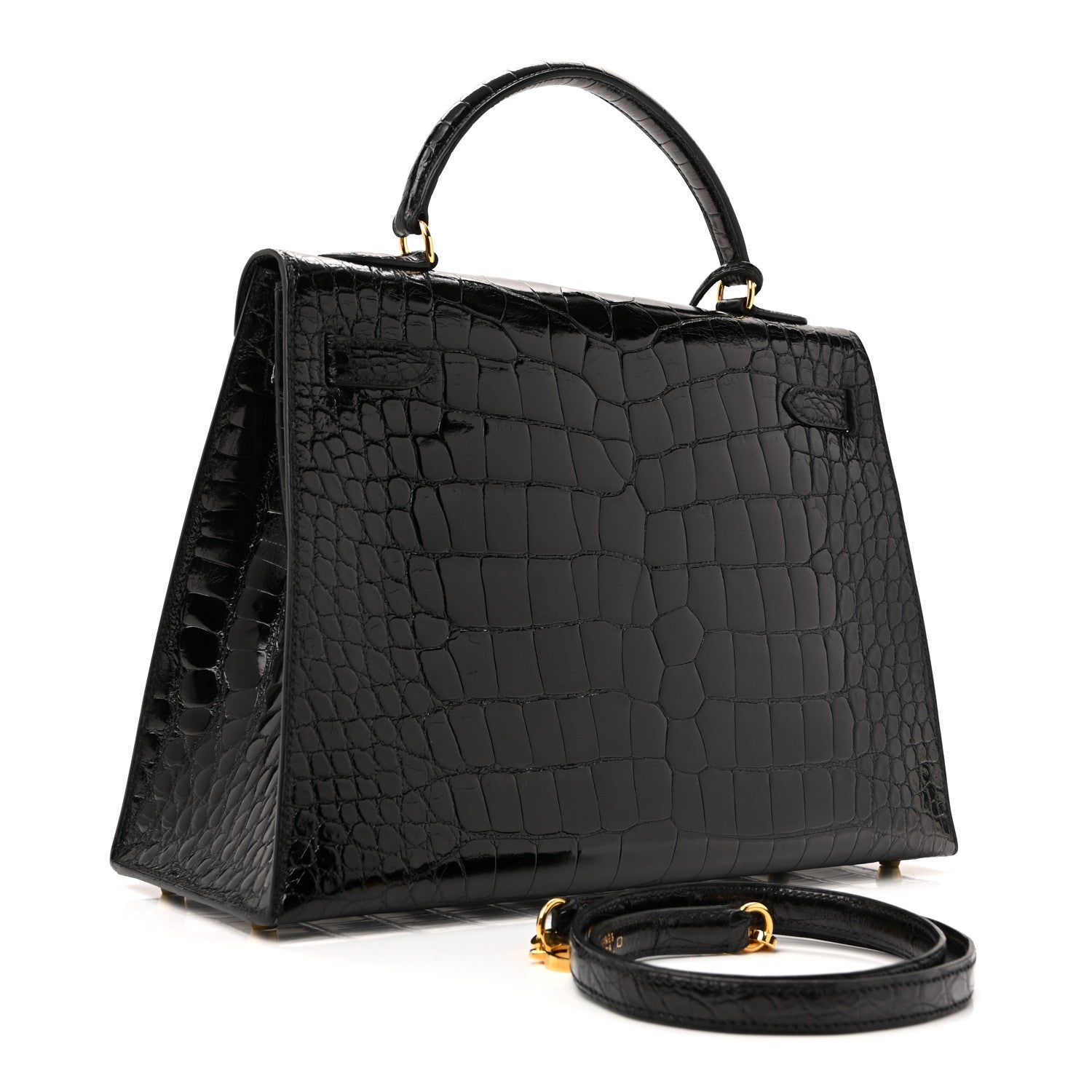 Shiny Alligator Kelly Sellier 32 Black