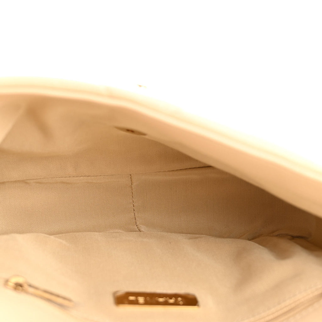 Lambskin Quilted Medium Chanel 19 Flap Beige