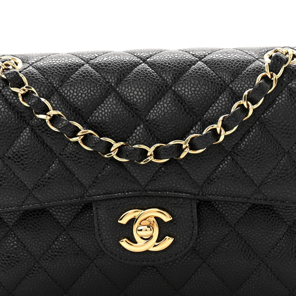 Caviar Quilted Small Double Flap Black