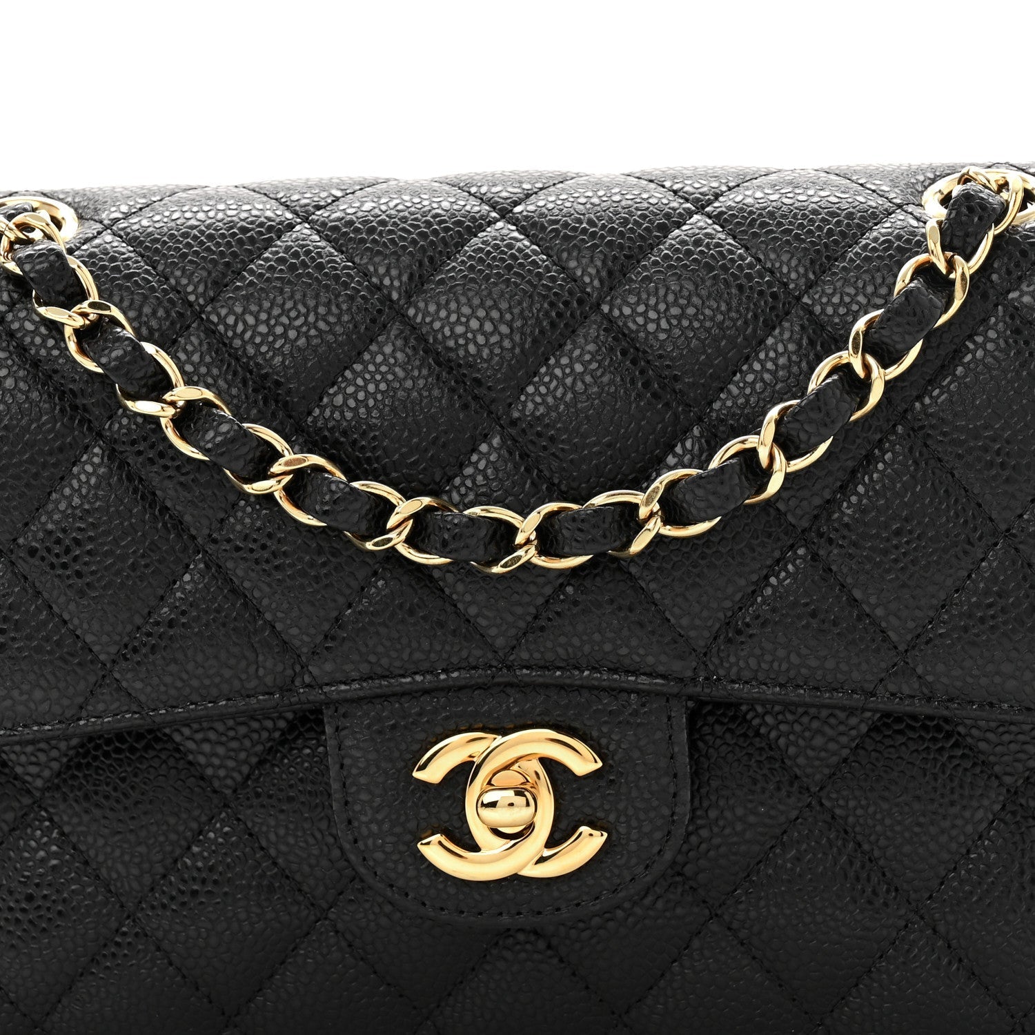 Caviar Quilted Small Double Flap Black