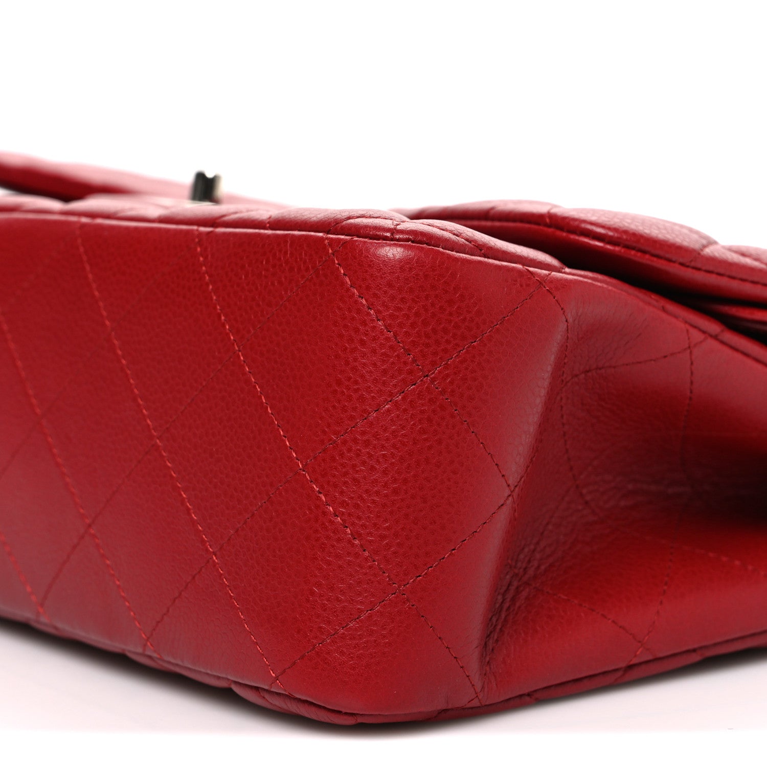 Caviar Quilted Jumbo Double Flap Dark Red