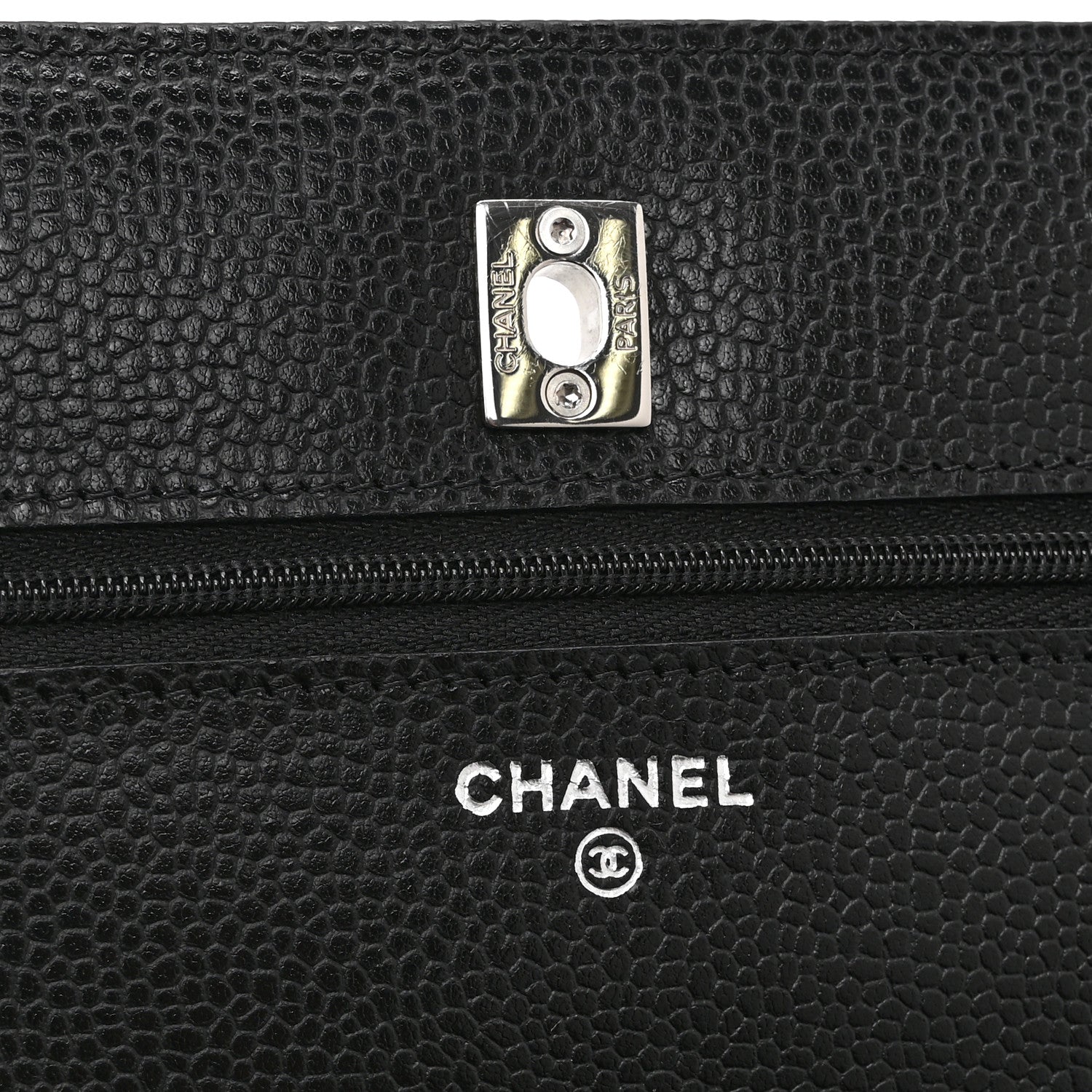 Caviar Quilted CC Turnlock Wallet On Chain WOC Black