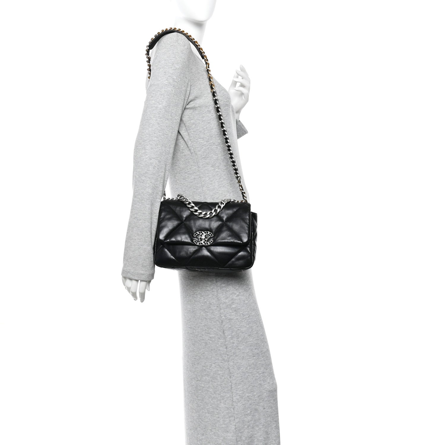 Lambskin Quilted Medium Chanel 19 Flap Black