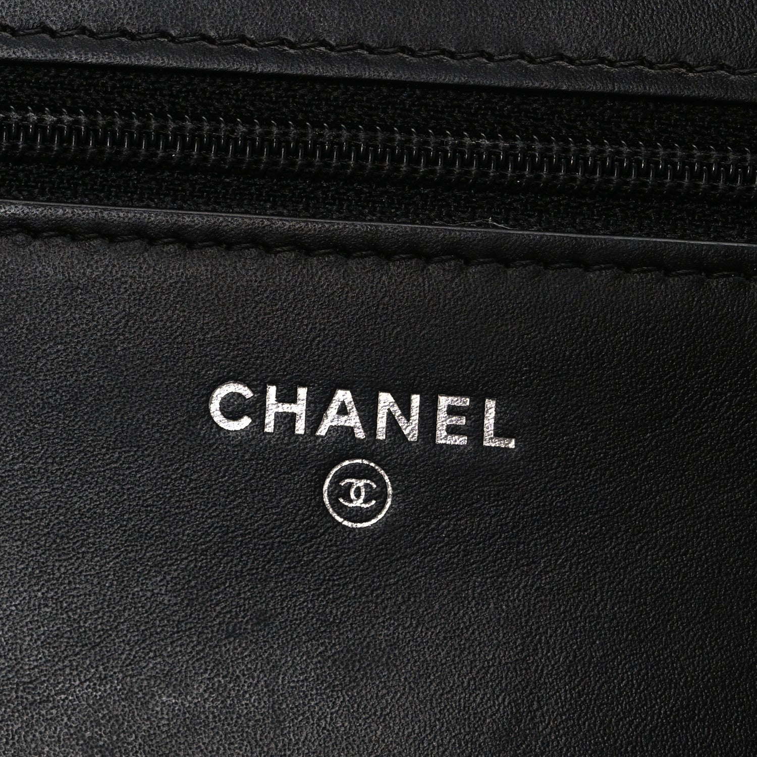 Lambskin Camellia Studded Wallet on Chain WOC Black
