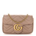 Calfskin Matelasse Super Mini GG Marmont Shoulder Bag Porcelain Rose