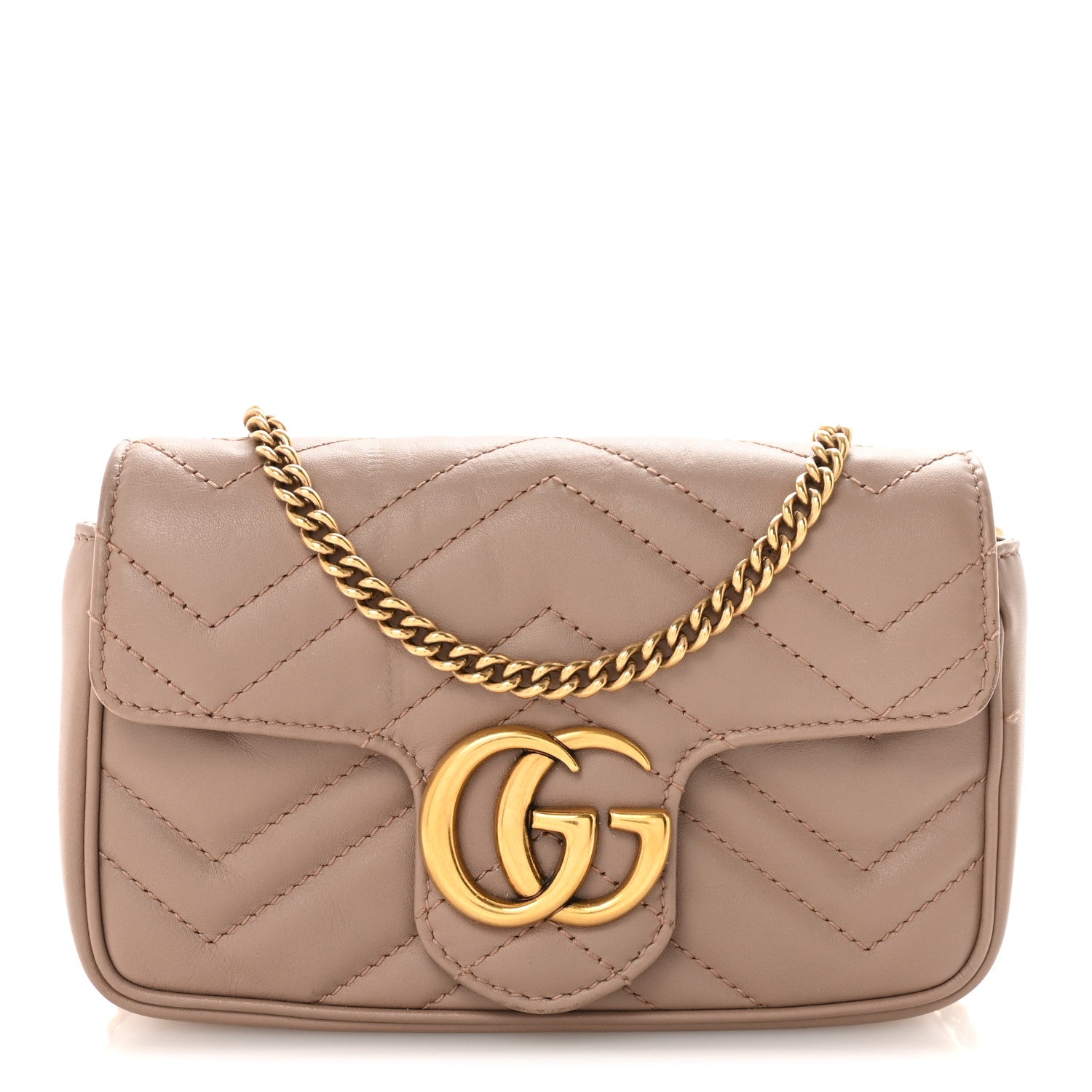 Calfskin Matelasse Super Mini GG Marmont Shoulder Bag Porcelain Rose