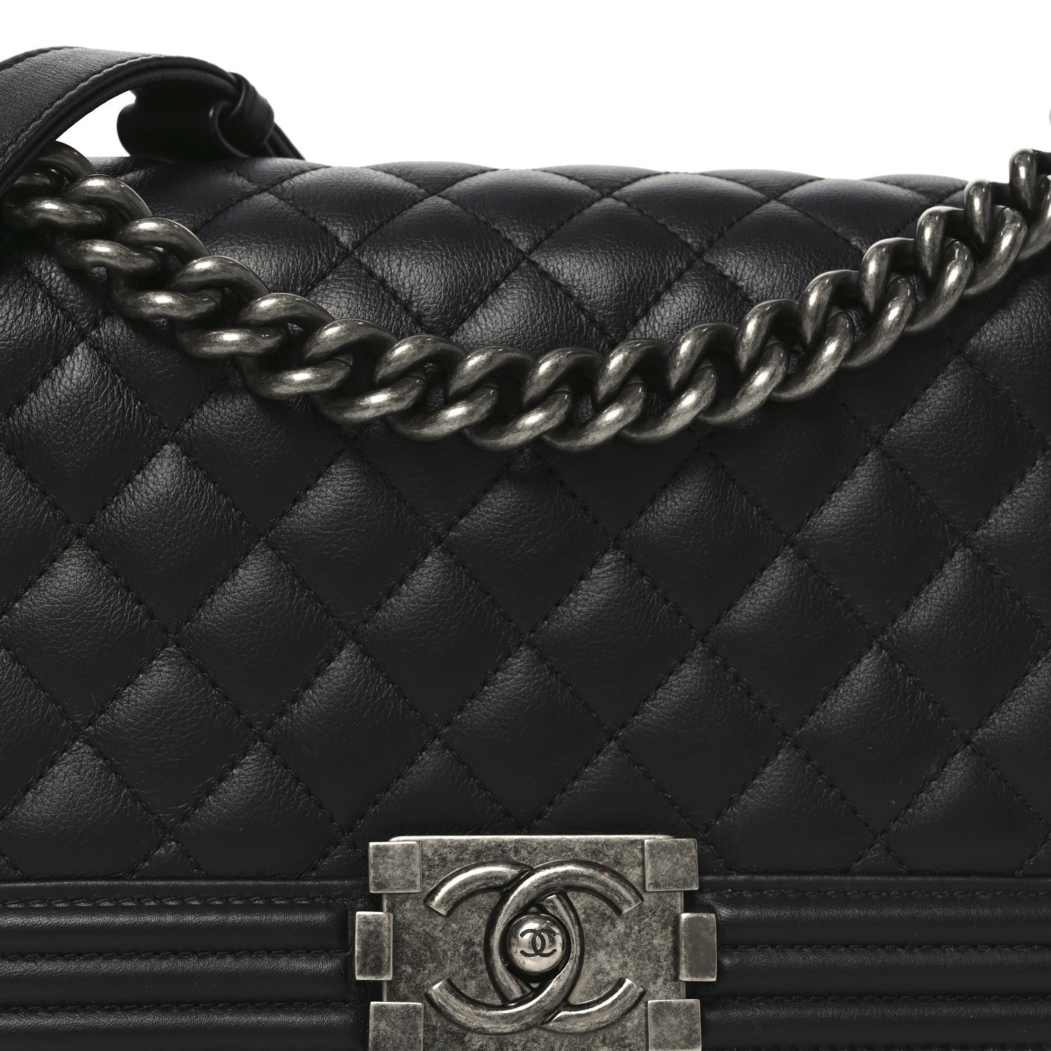 Calfskin Quilted Medium Boy Flap Black