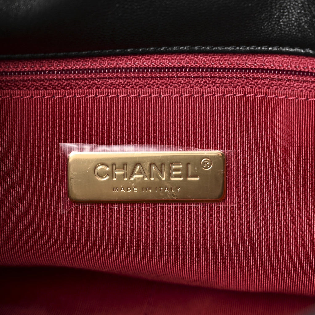 Goatskin Quilted Large Chanel 19 Flap Black