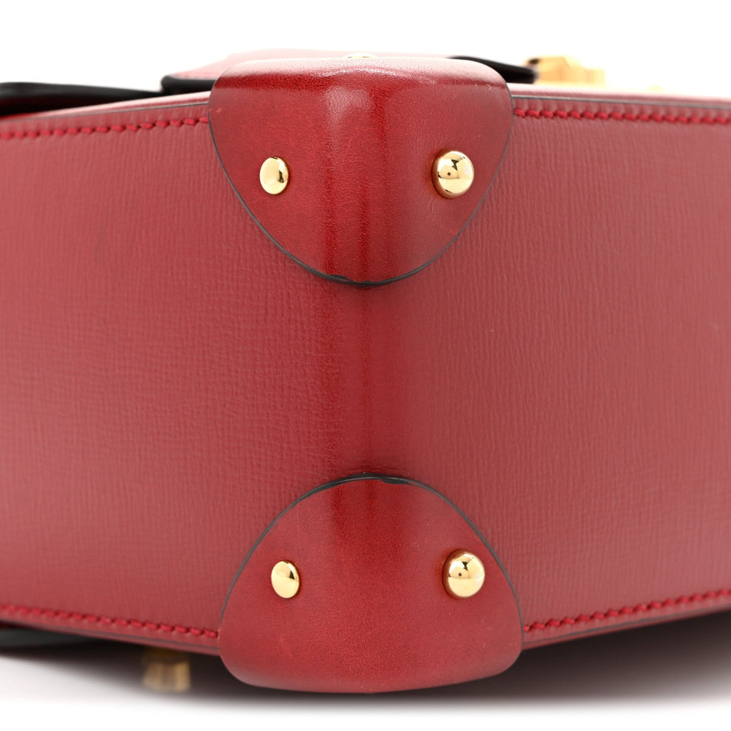 Azalea Calfskin Small Padlock Bamboo Shoulder Bag Romantic Cerise