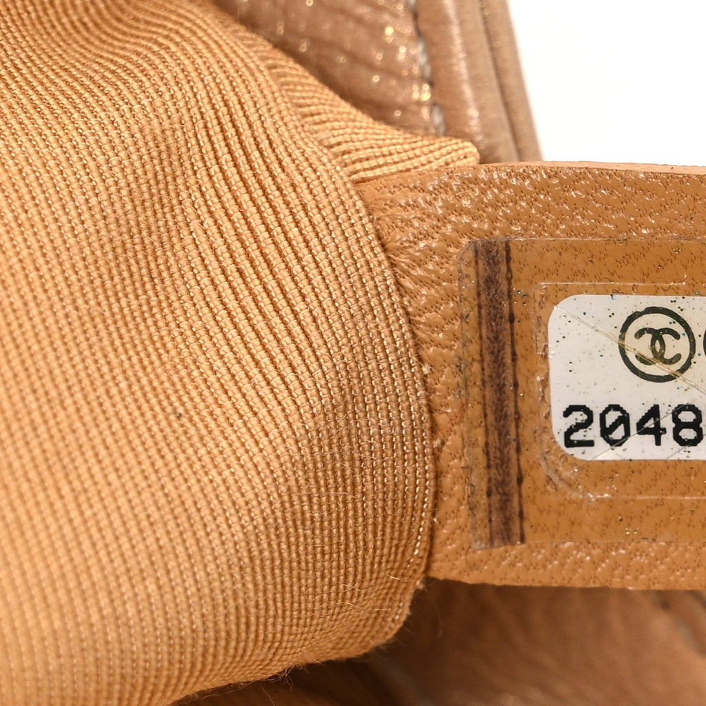 Pearl Calfskin Quilted Small Boy Flap Gold
