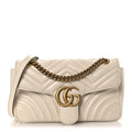 Calfskin Matelasse Small GG Marmont Shoulder Bag White