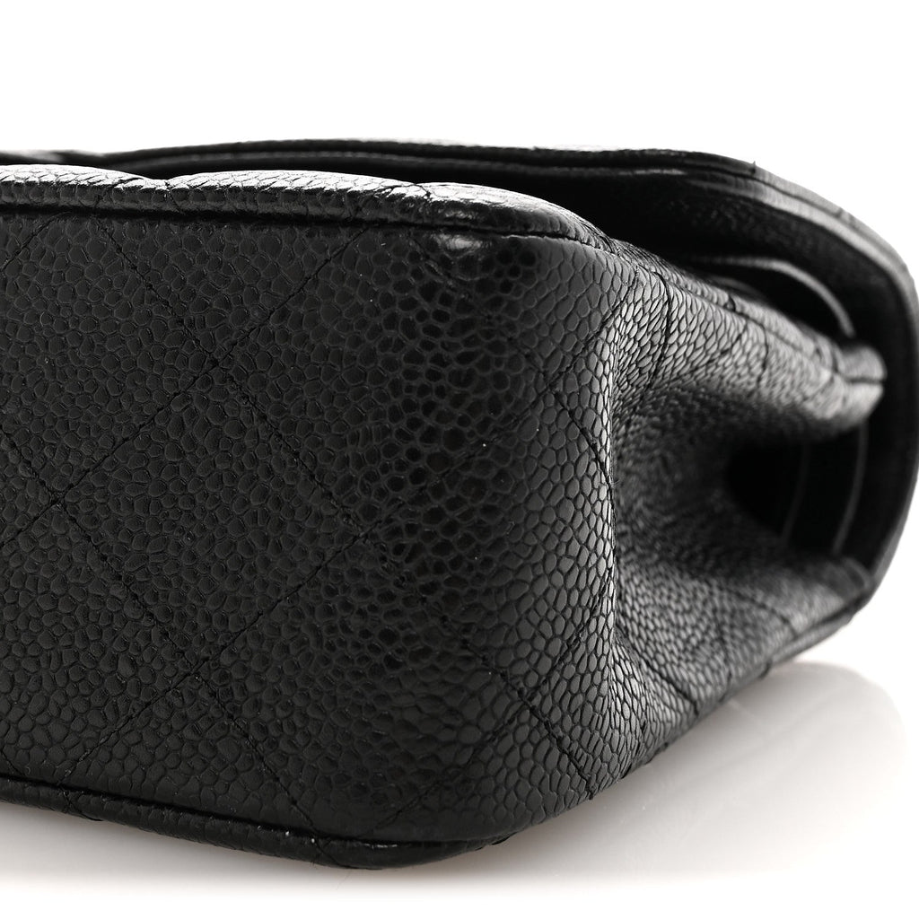 Caviar Quilted Medium Double Flap Black