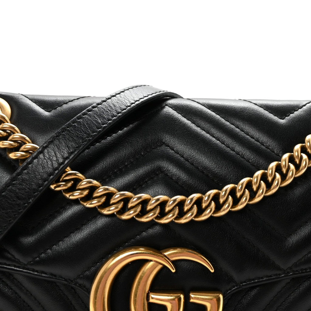 Calfskin Matelasse Small GG Marmont Shoulder Bag Black
