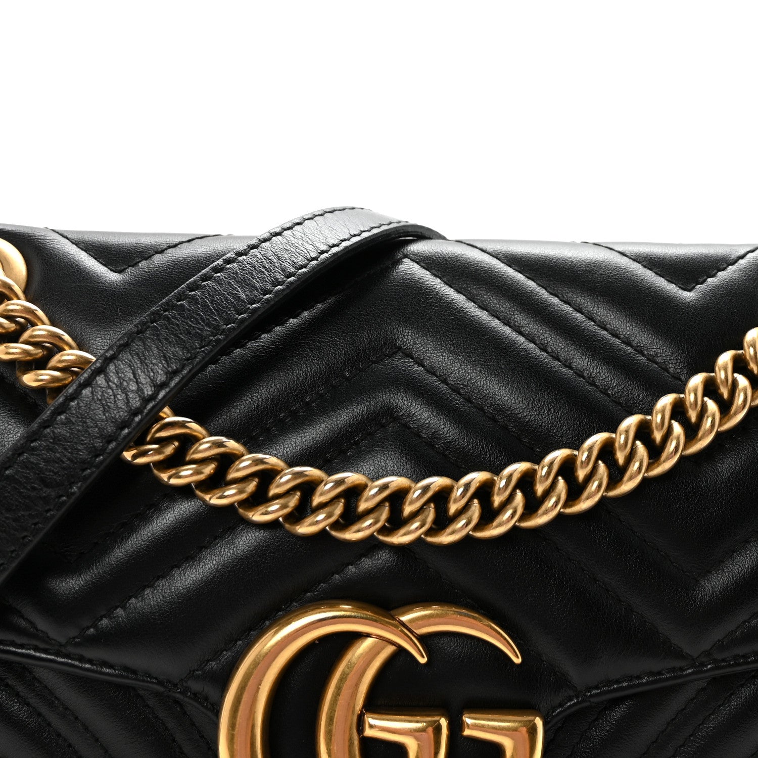 Calfskin Matelasse Small GG Marmont Shoulder Bag Black