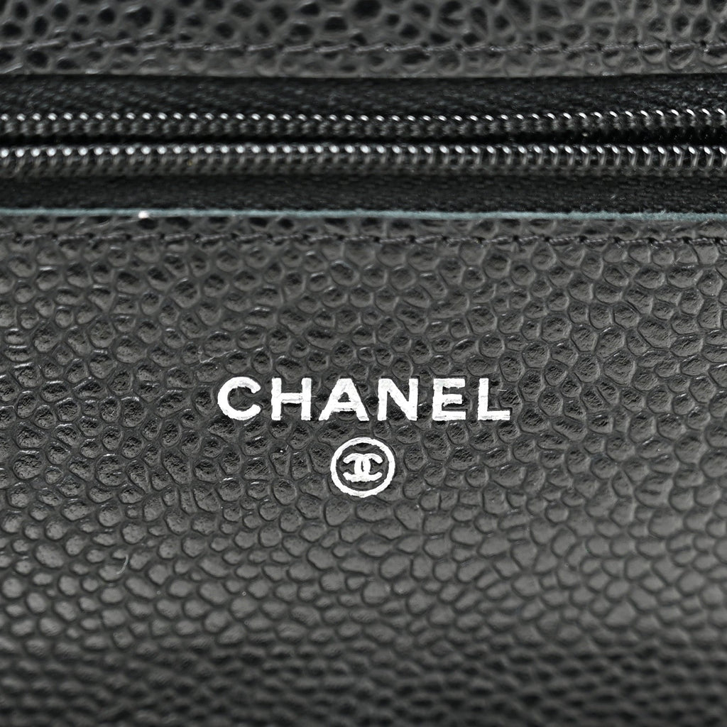 Caviar Quilted Wallet on Chain WOC Black
